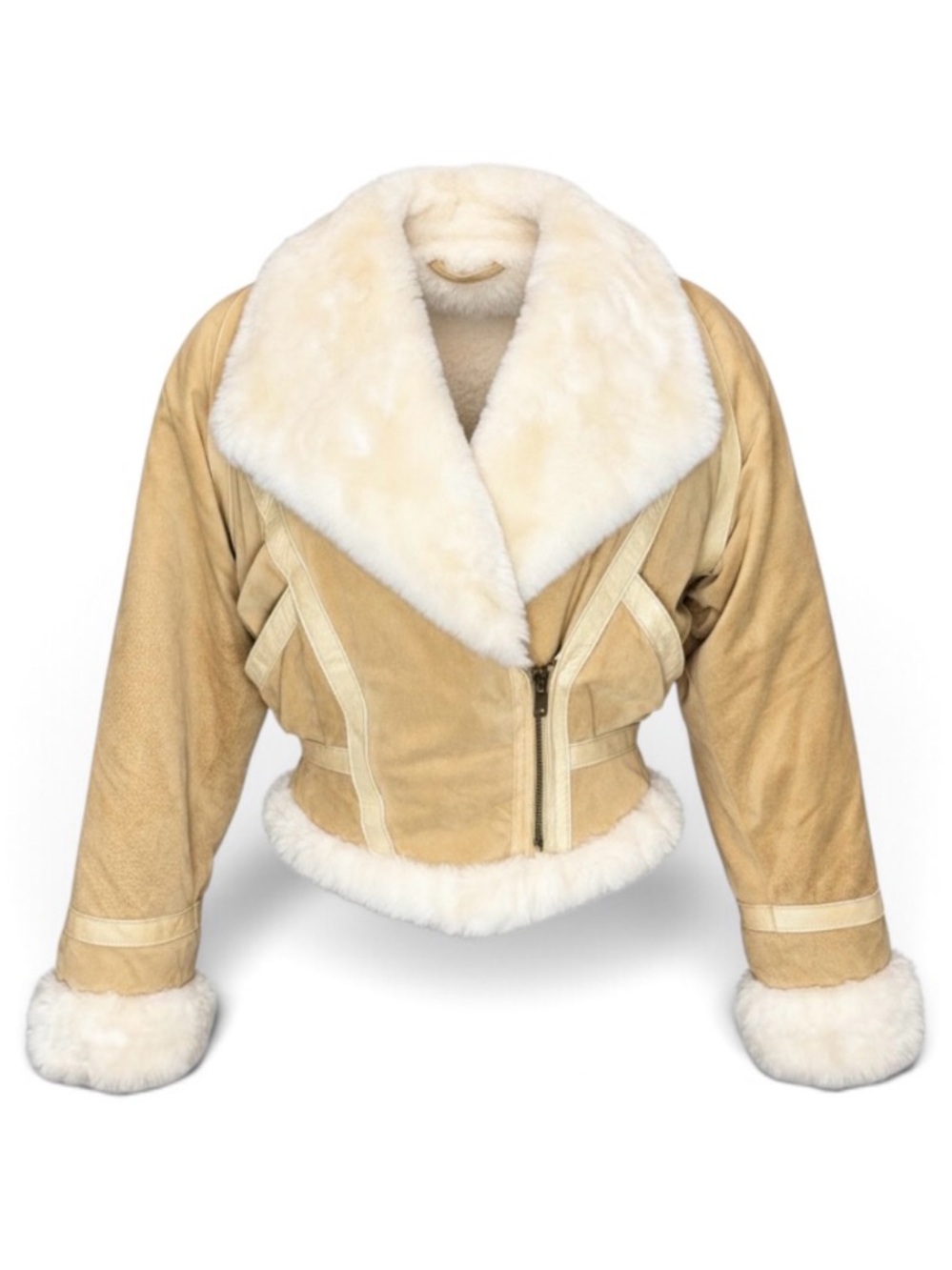 90's Adventure Bound Genuine Leather Faux Shearling Aviator Jacket XS
